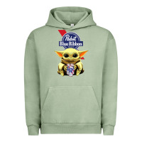 Pigment Oil Green Baby Yoda Hugs Pabst Blue Ribbon Beer Urban Hoodie - artisFamous