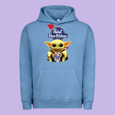 Baby Yoda Hugs Pabst Blue Ribbon Beer Urban Hoodie Designed By Artisfamous