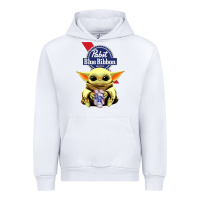 White Baby Yoda Hugs Pabst Blue Ribbon Beer Urban Hoodie - artisFamous
