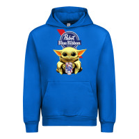 Cobalt Baby Yoda Hugs Pabst Blue Ribbon Beer Urban Hoodie - artisFamous
