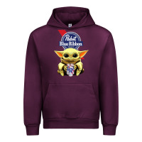 Mauve Wine Baby Yoda Hugs Pabst Blue Ribbon Beer Urban Hoodie - artisFamous