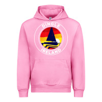 Fuchsia Pink dingle ireland vintage sailboat 70s retro sunset Urban Hoodie - artisFamous
