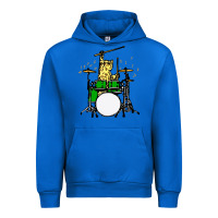 Cobalt drummer cat music lover musician playing the drums Urban Hoodie - artisFamous