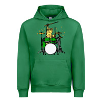 Emerald drummer cat music lover musician playing the drums Urban Hoodie - artisFamous