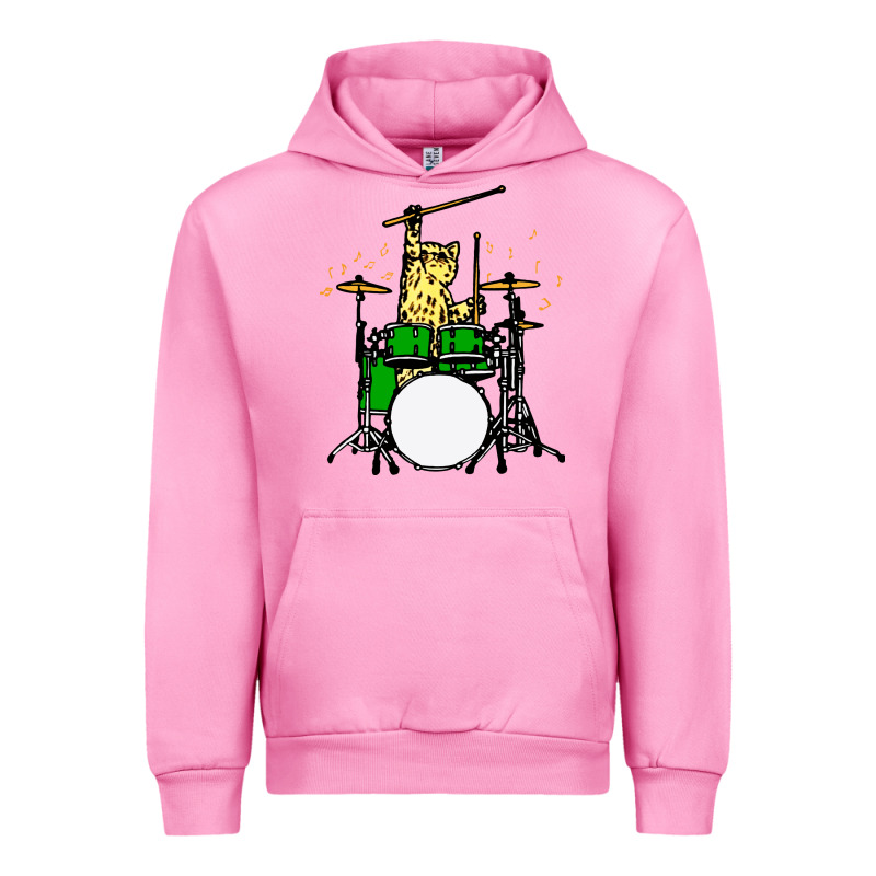 Drummer Cat Music Lover Musician Playing The Drums Urban Hoodie by artisFamous | Teevron