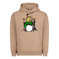 Pigment Burro drummer cat music lover musician playing the drums Urban Hoodie - artisFamous