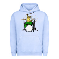 Pigment Grape Ice drummer cat music lover musician playing the drums Urban Hoodie - artisFamous