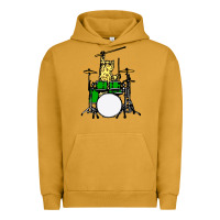 Pigment Peanut Butter drummer cat music lover musician playing the drums Urban Hoodie - artisFamous