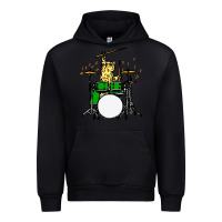 Black drummer cat music lover musician playing the drums Urban Hoodie - artisFamous