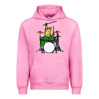 Fuchsia Pink drummer cat music lover musician playing the drums Urban Hoodie - artisFamous