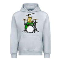 Heather Grey drummer cat music lover musician playing the drums Urban Hoodie - artisFamous
