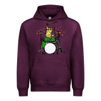 Mauve Wine drummer cat music lover musician playing the drums Urban Hoodie - artisFamous