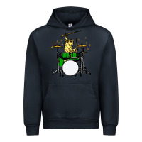 Navy drummer cat music lover musician playing the drums Urban Hoodie - artisFamous