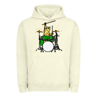 Pigment Pistachio drummer cat music lover musician playing the drums Urban Hoodie - artisFamous