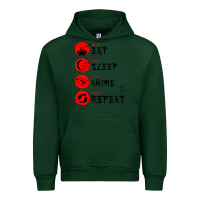 Forest Green eat sleep anime repeat japanese Urban Hoodie - artisFamous