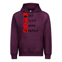 Mauve Wine eat sleep anime repeat japanese Urban Hoodie - artisFamous