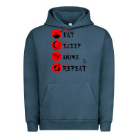 Pigment Midnight Navy eat sleep anime repeat japanese Urban Hoodie - artisFamous