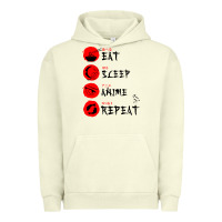 Pigment Pistachio eat sleep anime repeat japanese Urban Hoodie - artisFamous