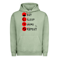 Pigment Oil Green eat sleep anime repeat japanese Urban Hoodie - artisFamous