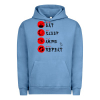 Pigment Pebble Blue eat sleep anime repeat japanese Urban Hoodie - artisFamous