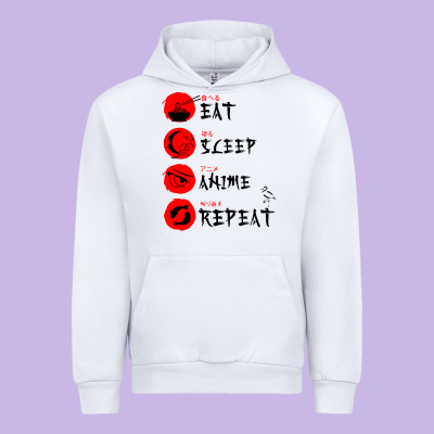Eat Sleep Anime Repeat Japanese Urban Hoodie Designed By Artisfamous