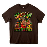 Chocolate Brown Steppin' into Juneteenth black girl sneakers Heavy Core Tee - RanaPortraitStore