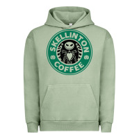 Pigment Oil Green skeleton coffee halloween Urban Hoodie - artisFamous