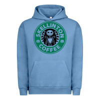 Pigment Pebble Blue skeleton coffee halloween Urban Hoodie - artisFamous