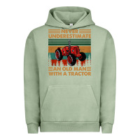 Pigment Oil Green never underestimate an old man with a tractor retro vintage Urban Hoodie - artisFamous