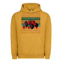 Pigment Peanut Butter never underestimate an old man with a tractor retro vintage Urban Hoodie - artisFamous