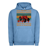 Pigment Pebble Blue never underestimate an old man with a tractor retro vintage Urban Hoodie - artisFamous