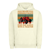Pigment Pistachio never underestimate an old man with a tractor retro vintage Urban Hoodie - artisFamous