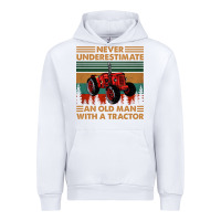 White never underestimate an old man with a tractor retro vintage Urban Hoodie - artisFamous