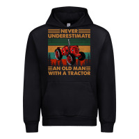 Black never underestimate an old man with a tractor retro vintage Urban Hoodie - artisFamous