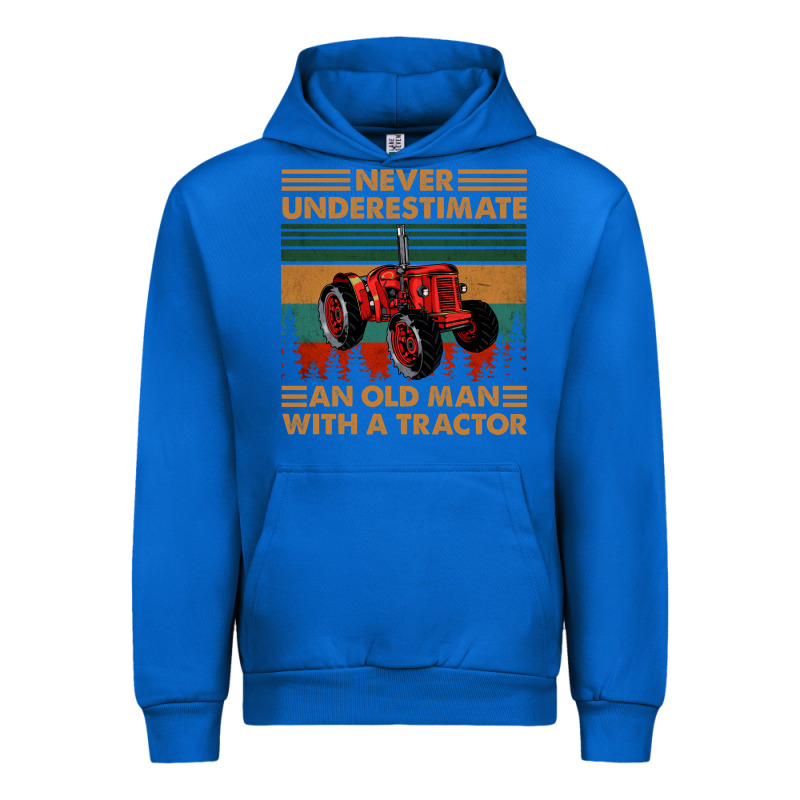 Never Underestimate An Old Man With A Tractor Retro Vintage Urban Hoodie by artisFamous | Teevron