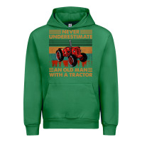 Emerald never underestimate an old man with a tractor retro vintage Urban Hoodie - artisFamous