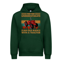 Forest Green never underestimate an old man with a tractor retro vintage Urban Hoodie - artisFamous