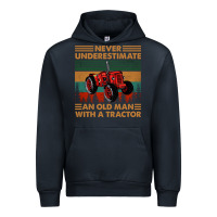 Navy never underestimate an old man with a tractor retro vintage Urban Hoodie - artisFamous