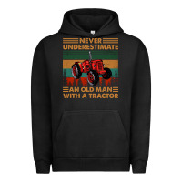 Pigment Black never underestimate an old man with a tractor retro vintage Urban Hoodie - artisFamous