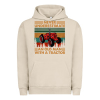 Pigment French Oak never underestimate an old man with a tractor retro vintage Urban Hoodie - artisFamous