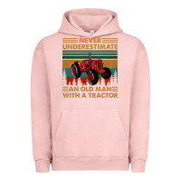 Pigment Salmon never underestimate an old man with a tractor retro vintage Urban Hoodie - artisFamous