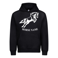 Black Personalised Horse Printed Equestrian Riding Cob Jumping Rider Horse Urban Hoodie - artisFamous