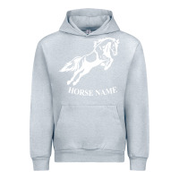 Heather Grey Personalised Horse Printed Equestrian Riding Cob Jumping Rider Horse Urban Hoodie - artisFamous
