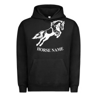 Pigment Black Personalised Horse Printed Equestrian Riding Cob Jumping Rider Horse Urban Hoodie - artisFamous