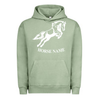 Pigment Oil Green Personalised Horse Printed Equestrian Riding Cob Jumping Rider Horse Urban Hoodie - artisFamous