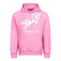 Fuchsia Pink Personalised Horse Printed Equestrian Riding Cob Jumping Rider Horse Urban Hoodie - artisFamous