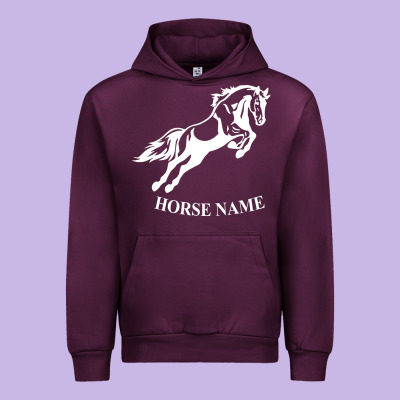 Personalised Horse Printed Equestrian Riding Cob Jumping Rider Horse Urban Hoodie Designed By Artisfamous