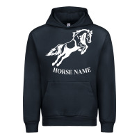 Navy Personalised Horse Printed Equestrian Riding Cob Jumping Rider Horse Urban Hoodie - artisFamous