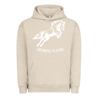 Pigment French Oak Personalised Horse Printed Equestrian Riding Cob Jumping Rider Horse Urban Hoodie - artisFamous