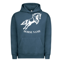 Pigment Midnight Navy Personalised Horse Printed Equestrian Riding Cob Jumping Rider Horse Urban Hoodie - artisFamous